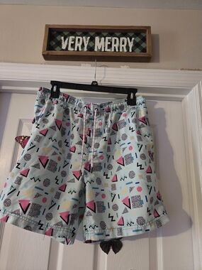 Broken threads mens L large swim suit trunks in retro 1980s style pattern